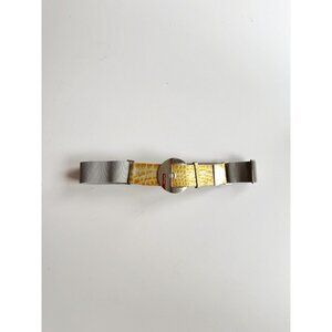 SUZI ROHER Yellow Patent Croc Embossed Leather Elastic Stretch Belt, Size S+